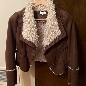 Mini Market brown suede jacket with Sherpa lining size 2